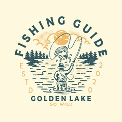 Poster - fishing illustration outdoor graphic lake design nature badge adventure vintage fisherman