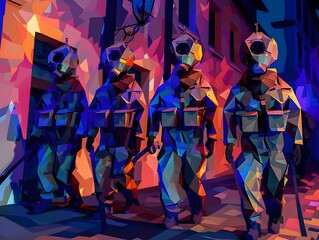 Wall Mural - Disciplined Military Personnel Prepared for Strategic Combat and Defense