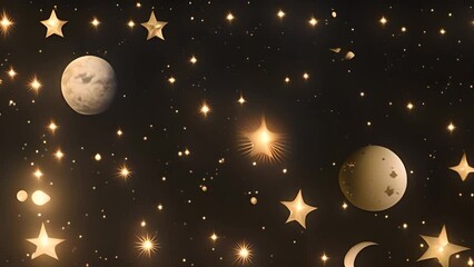 Wall Mural - space themed wallpaper with stars and planets generative ai
