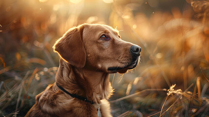 Wall Mural - close up of a prretty dog in the park, beautiful dog in the grass, portrait of a dog