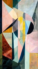 Wall Mural - Modern abstract painting with a vibrant geometric design and overlapping shapes
