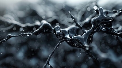 Wall Mural - a black and white photo of a droplet of water on a leaf