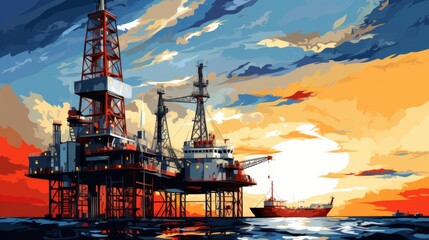 A modern oil rig with hightech drilling equipment