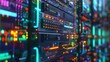 © PrusarooYakk - A network firewall protecting data streams, side view, showcasing robust defense mechanisms, cybernetic tone, Analogous Color Scheme