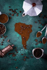 Wall Mural - Grounded coffee and beans from South America