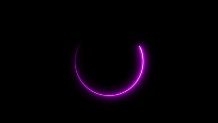 Wall Mural - Abstract beautiful neon light glowing circle frame background 4k animation.