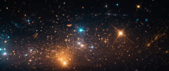 Wall Mural - Abstract light magic luxury background with stars cosmos on the black background