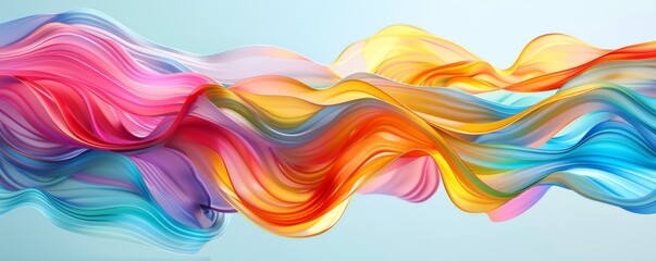 Wall Mural - Colorful fluid waves with gradient mesh on a smooth pastel backdrop