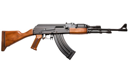 Russian weapon automatic machine assault rifle isolated on transparent background PNG cut out clipart.