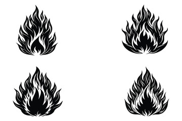 Set of Fire flames on white background design