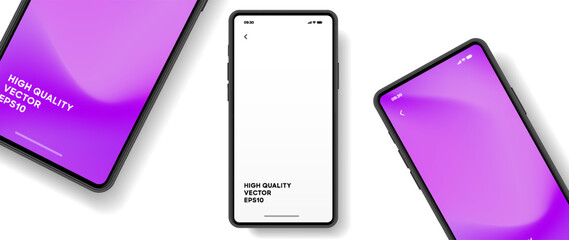 Wall Mural - Realistic smartphone mockup. Mobile phone vector with isolated on white background. Device front view. 3D mobile phone with shadow. Realistic, high quality smart phone mockup for ui ux presentation.