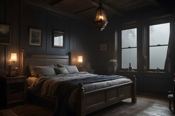 Wall Mural - Interior of a gloomy bedroom