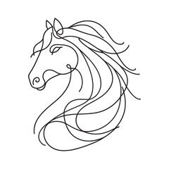 Wall Mural - Continuous vector linear drawing of horse head