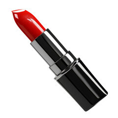 High-quality image of a vibrant red lipstick with a sleek black tube, perfect for beauty and cosmetics themes.