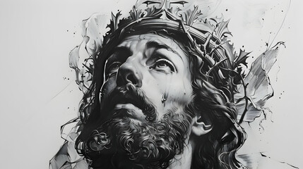 Wall Mural - Jesus Christ Savior Messiah Son of God, illustration silhouette, religious icon, clipart