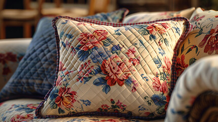 Wall Mural - Quilted cushions for a cozy cottage feel.