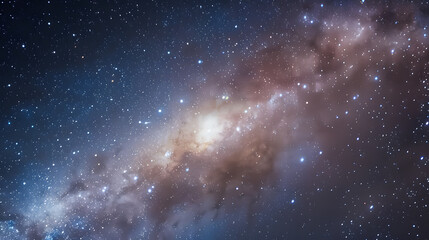 A starry sky with a large galaxy in the background