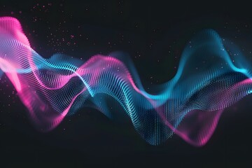 Wall Mural - Abstract glowing pink and blue wave line on black background