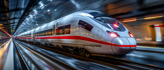 Futuristic High-Speed Train: Sleek and Modern Design in a Vibrant, Neon-Lit Station Showcasing Advanced Transportation Technology and Urban Innovation Wallpaper Digital Art Poster Brainstorming 