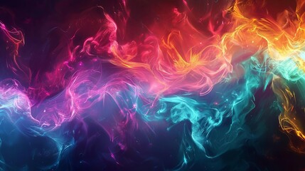 Wall Mural - psychedelic fantasy glowing neon rainbow flames surreal digital art