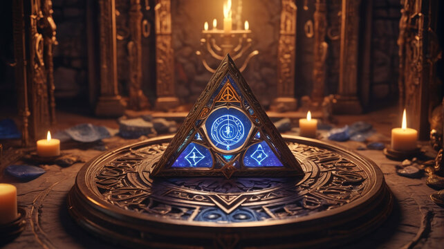 Within the Sorcerer's Sanctum, arcane symbols glow, holding secrets of ancient magics, Generative AI