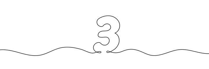 Number 3 is drawn by continuous line drawing. Editable line. Vector illustration.