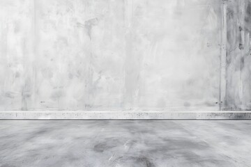 Wall Mural - Empty Grey and White Concrete Wall with Floor