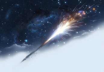 Wall Mural - Outdoor astronomy image showcasing a dazzling shooting star.
