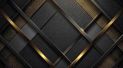 Wall Mural - luxurious black and gold abstract background with shimmering geometric patterns vector illustration