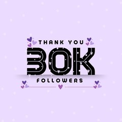 Wall Mural - 30K Followers Celebration, thank you banner for 30000 subscribers with purple color mini hearts