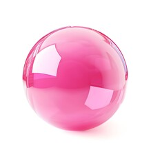 Canvas Print -  - A vibrant, pink bubble isolated against a clean background., A close-up shot of a shiny, pink bubble floating in mid-air.