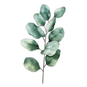 Eucalyptus Leaf Abstract Botanical Illustration - Fresh and Vibrant Nature Artwork on White Background