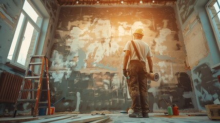 Man Painter Standing in Front of Building