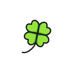 Wall Mural - Clover leaf. Flat thin line illustration. Plant, foliage, st. Patricks Day. Leaf concept. For nature, ecology, environment