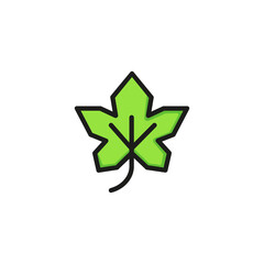 Wall Mural - Maple leaf. Flat thin line illustration. Plant, flora, foliage. Leaf concept. For nature, ecology, environment