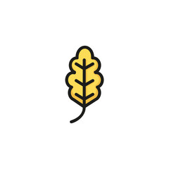 Wall Mural - Oak leaf. Flat thin line illustration. Plant, acorn, foliage. Leaf concept. For nature, ecology, environment
