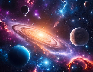 abstract space background. galaxy and nebula, universe with stars and galaxies in outer space. plane
