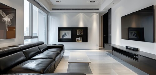 Wall Mural - sleek living room with minimalist decor