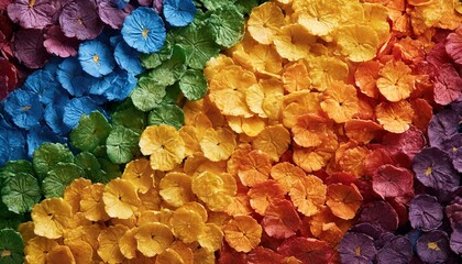 texture of flakes in the colors of the lgbt flag closeup