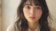 © S.Jirut - japanese girl with upturned eyes,the back ground light cream