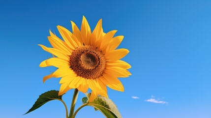 Wall Mural - sunflower standing tall against a clear blue sky, 