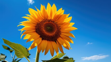 Wall Mural - sunflower standing tall against a clear blue sky, 