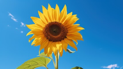 Wall Mural - sunflower standing tall against a clear blue sky, 