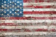© SKIMP Art - The American flag is displayed on the background of wooden planks, with white and red stripes at top left corner and blue stars Generative AI