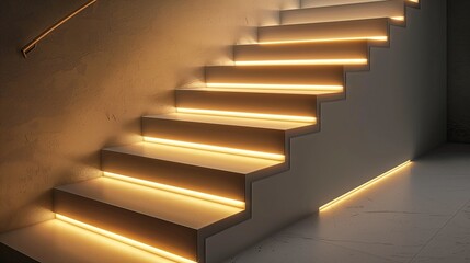 Wall Mural - a contemporary staircase with steps that light up with motion sensors