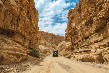 jeep in rocky desert