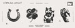 © Tasha - Maneki Neko, horseshoe, clover, evil eye, Scarab Beetle. Talisman, amulet, good luck symbol, fortune, success, prosperity concept. Noise effect vector illustration