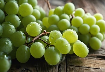 Wall Mural - AI generated illustration of assorted green grapes with a single red grape