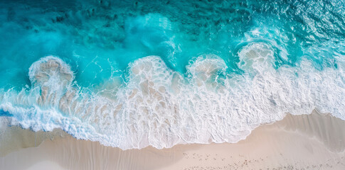Beautiful ocean and white sand beach from above,background