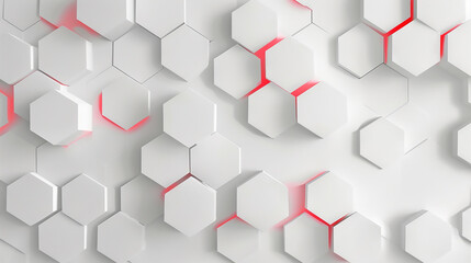 white hexagon red light background. hexagon concept design abstract technology background. white hexagon gold light effect white background.